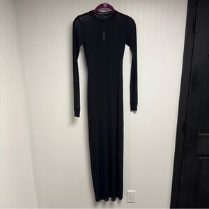 Skims Mesh Long Sleeve Maxi Dress